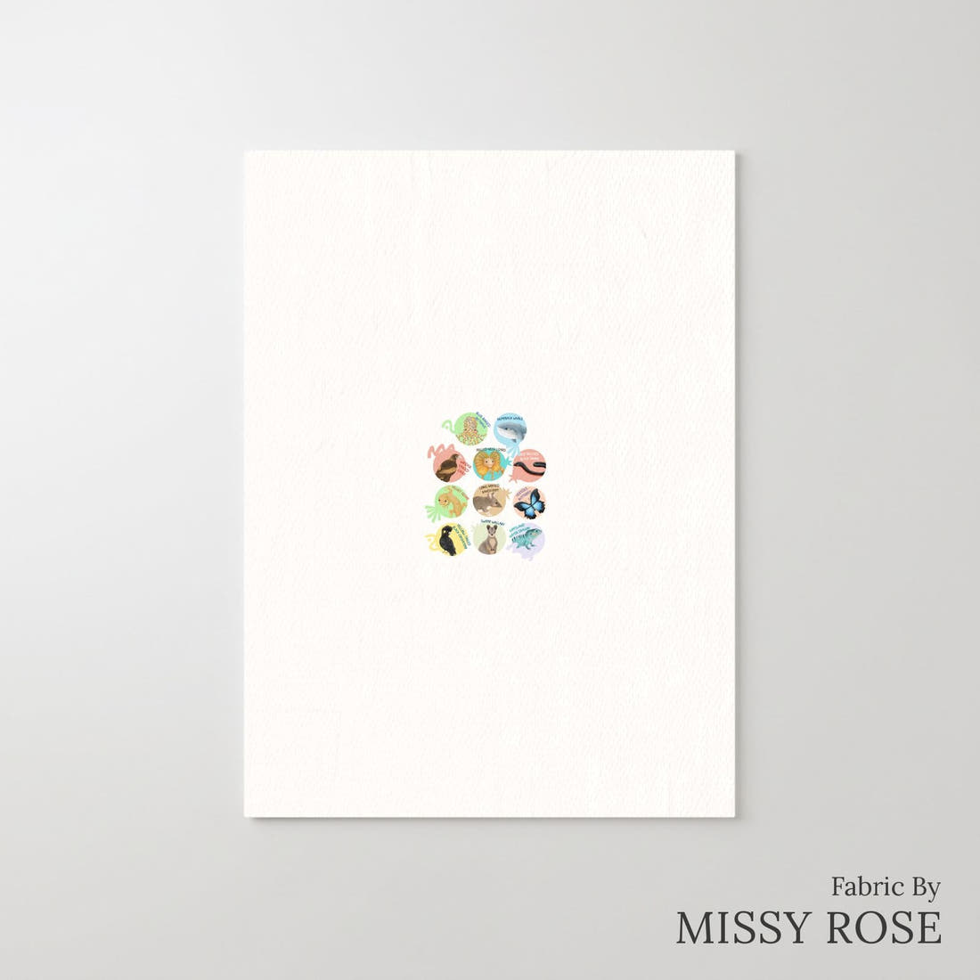 Design 29 White Australian Animals Panel – printed fabric panel with centred picture, custom printed to order | Fabric by Missy Rose