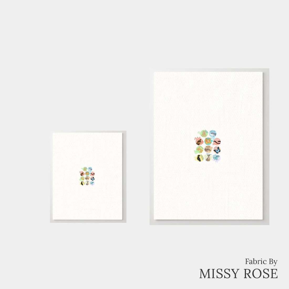Design 29 White Australian Animals Panel – universal and adult panel sizes side by side | Fabric by Missy Rose