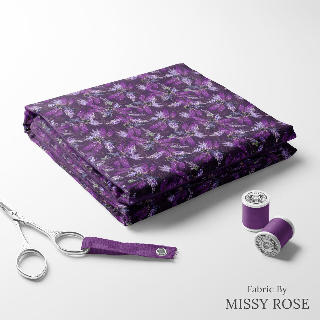 Design 291 Firefly Fabric folded fabric stack with matching thread – pre-order fabric Australia | Fabric by Missy Rose