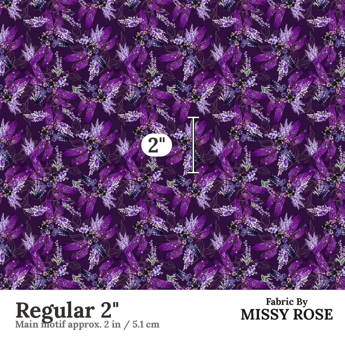 Design 291 Firefly Fabric Regular 2" - print scale | Fabric by Missy Rose