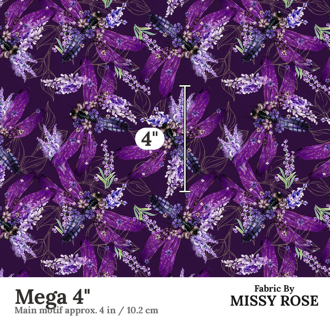 Design 291 Firefly Fabric Mega 4" - print scale | Fabric by Missy Rose