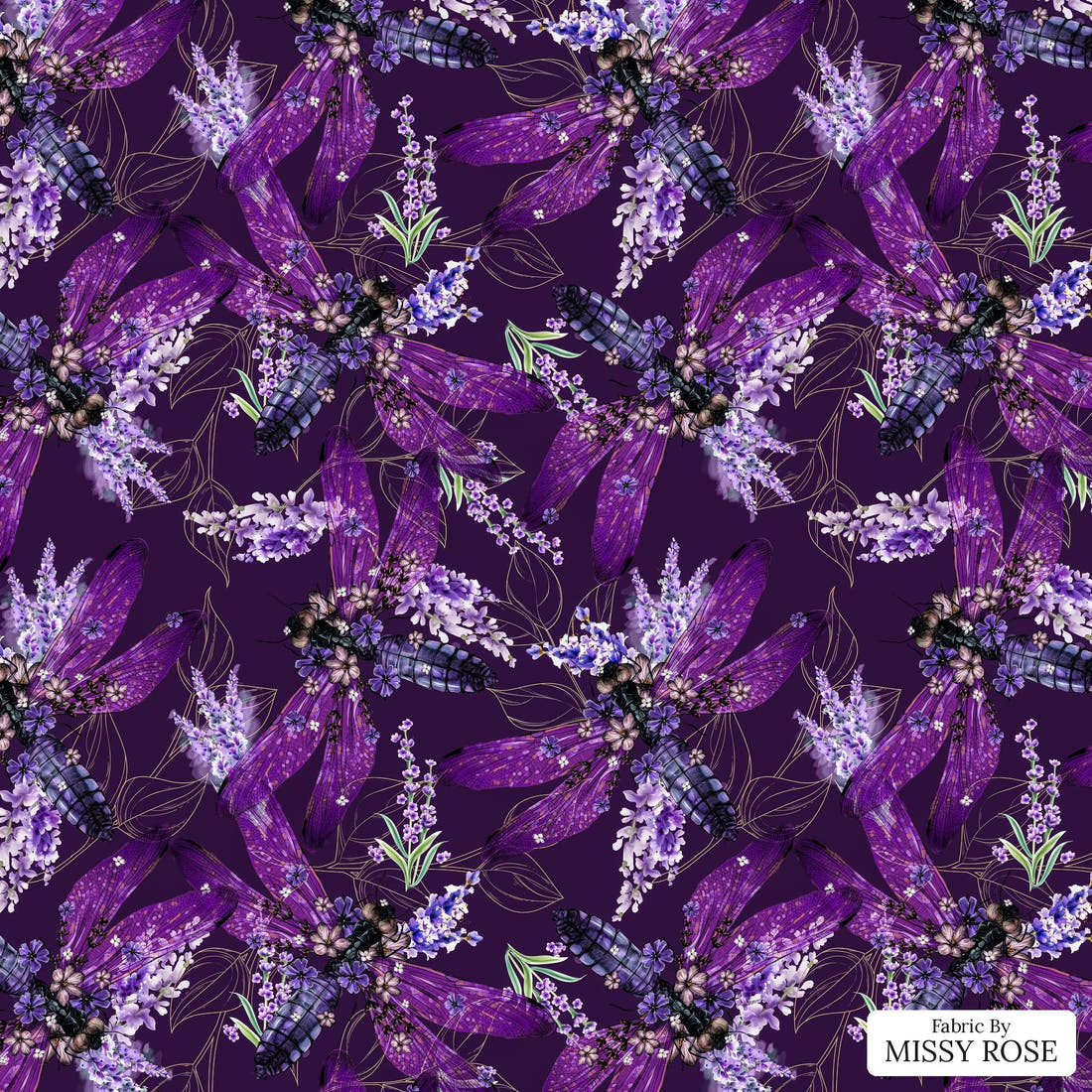 Design 291 Firefly Fabric - flat view of the print, zoom in for detail | Fabric by Missy Rose