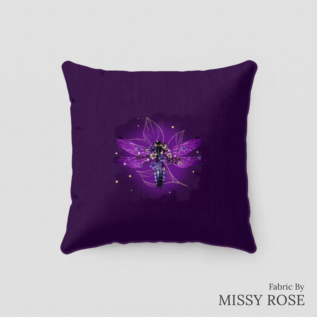Design 291 Firefly Panel sewn into a cushion – see how the panel looks made up | Fabric by Missy Rose