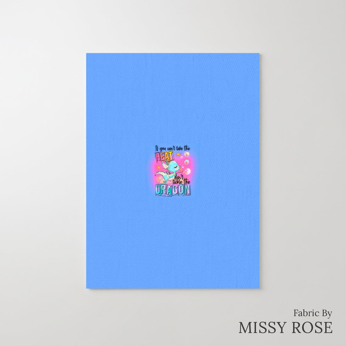 Design 293 Cheeky Dragon Panel – printed fabric panel with centred picture, custom printed to order | Fabric by Missy Rose