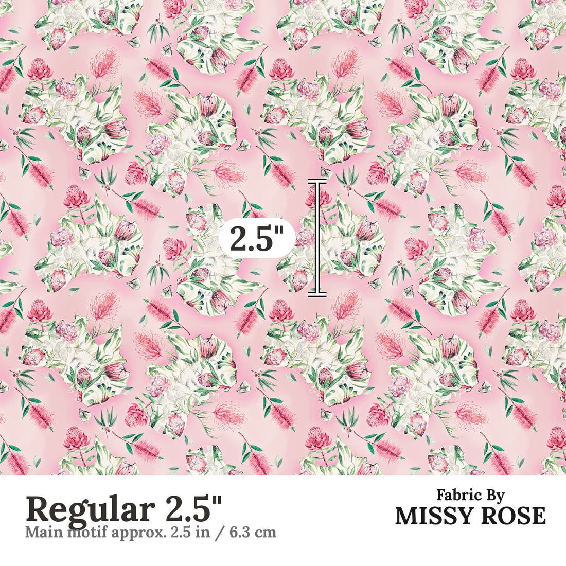 Design 294 Floral Australia Fabric Regular 2.5" - print scale | Fabric by Missy Rose