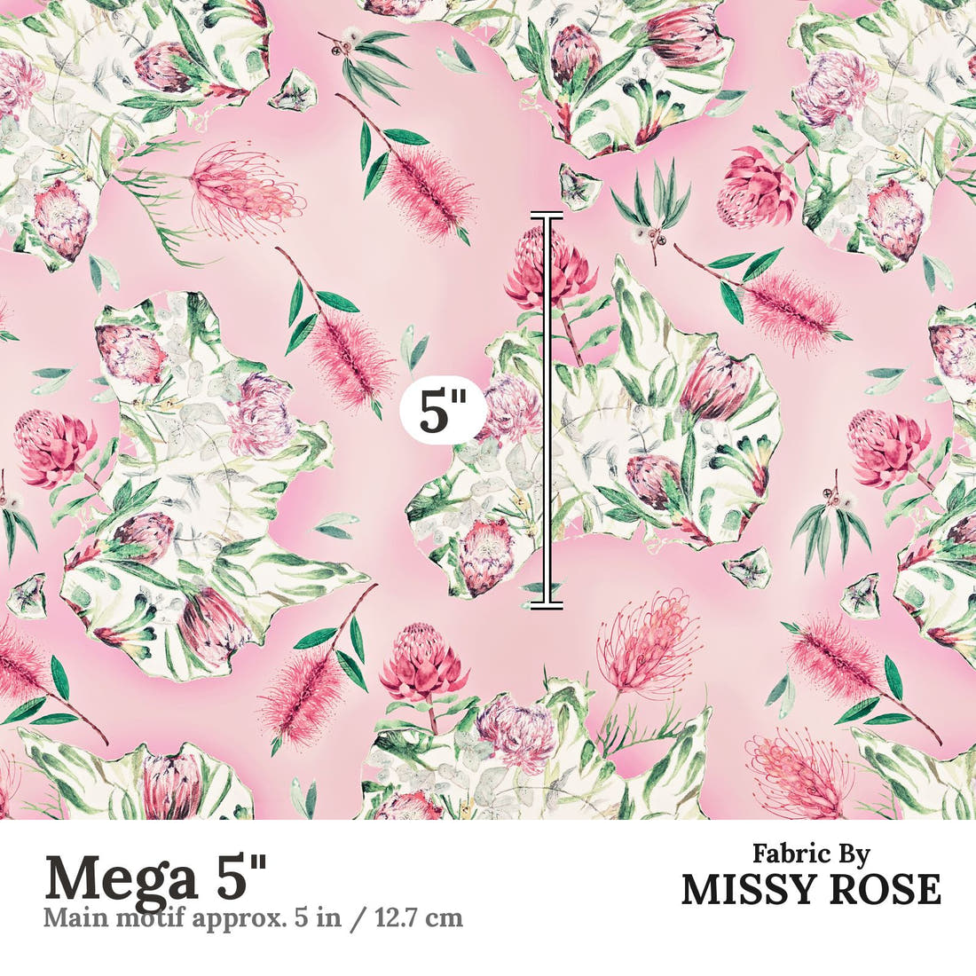 Design 294 Floral Australia Fabric Mega 5" - print scale | Fabric by Missy Rose