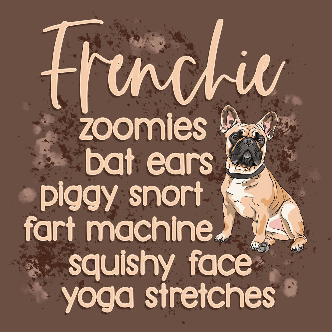 Design 296 Frenchie Panel – full artwork close-up of the printed picture | Fabric by Missy Rose