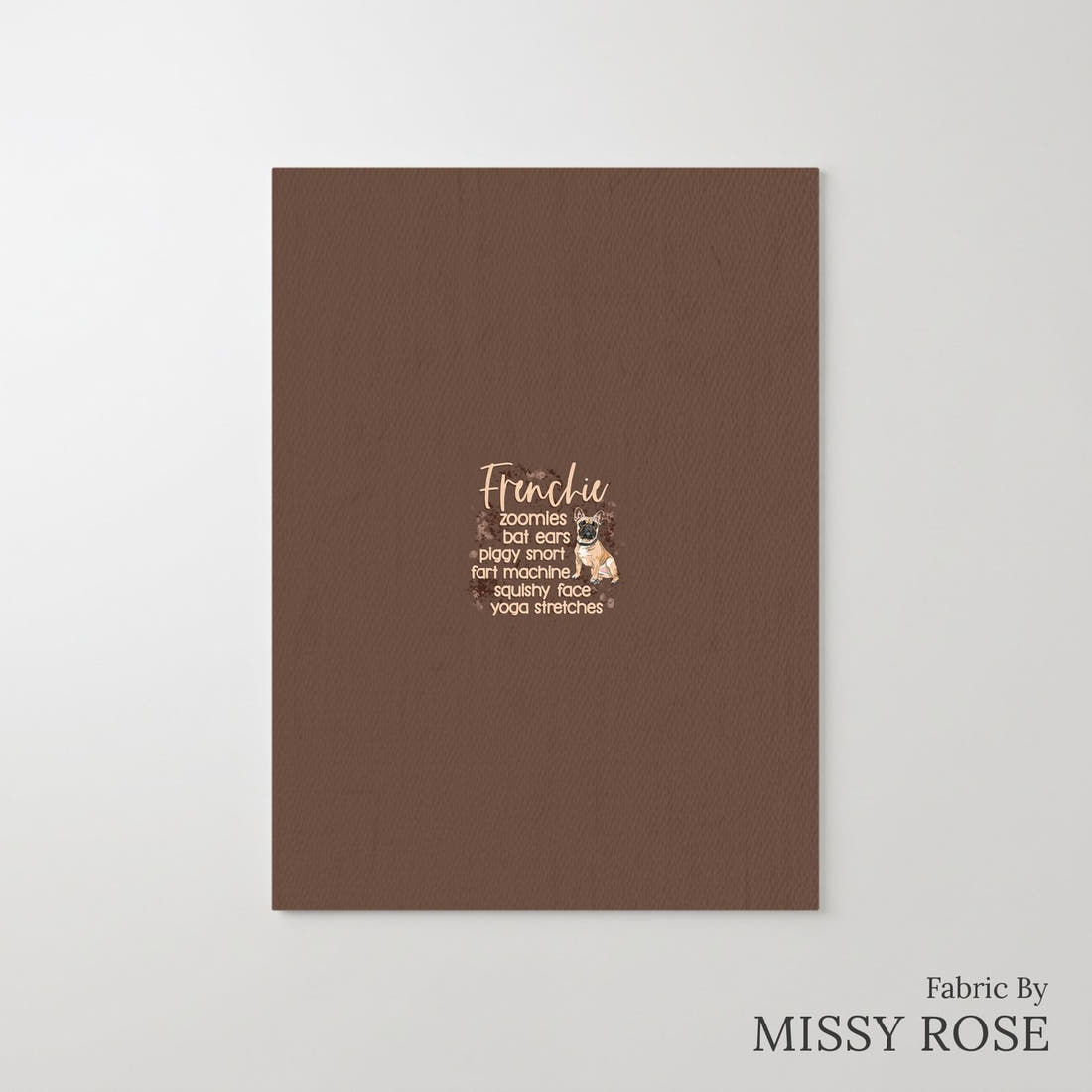 Design 296 Frenchie Panel – printed fabric panel with centred picture, custom printed to order | Fabric by Missy Rose