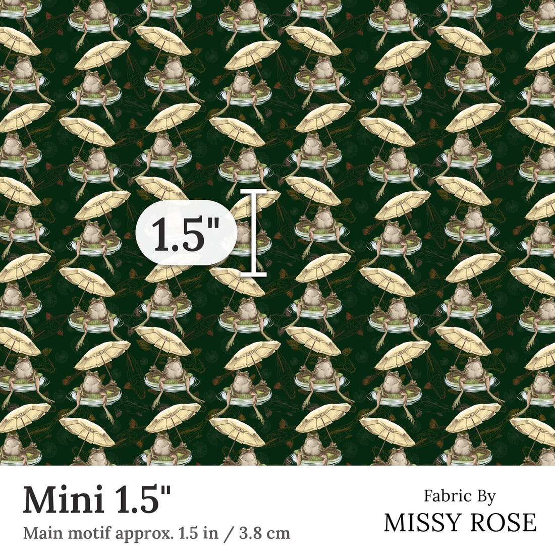 Design 297 Frog Fabric Mini 1.5 inch print scale guide | Fabric by Missy Rose