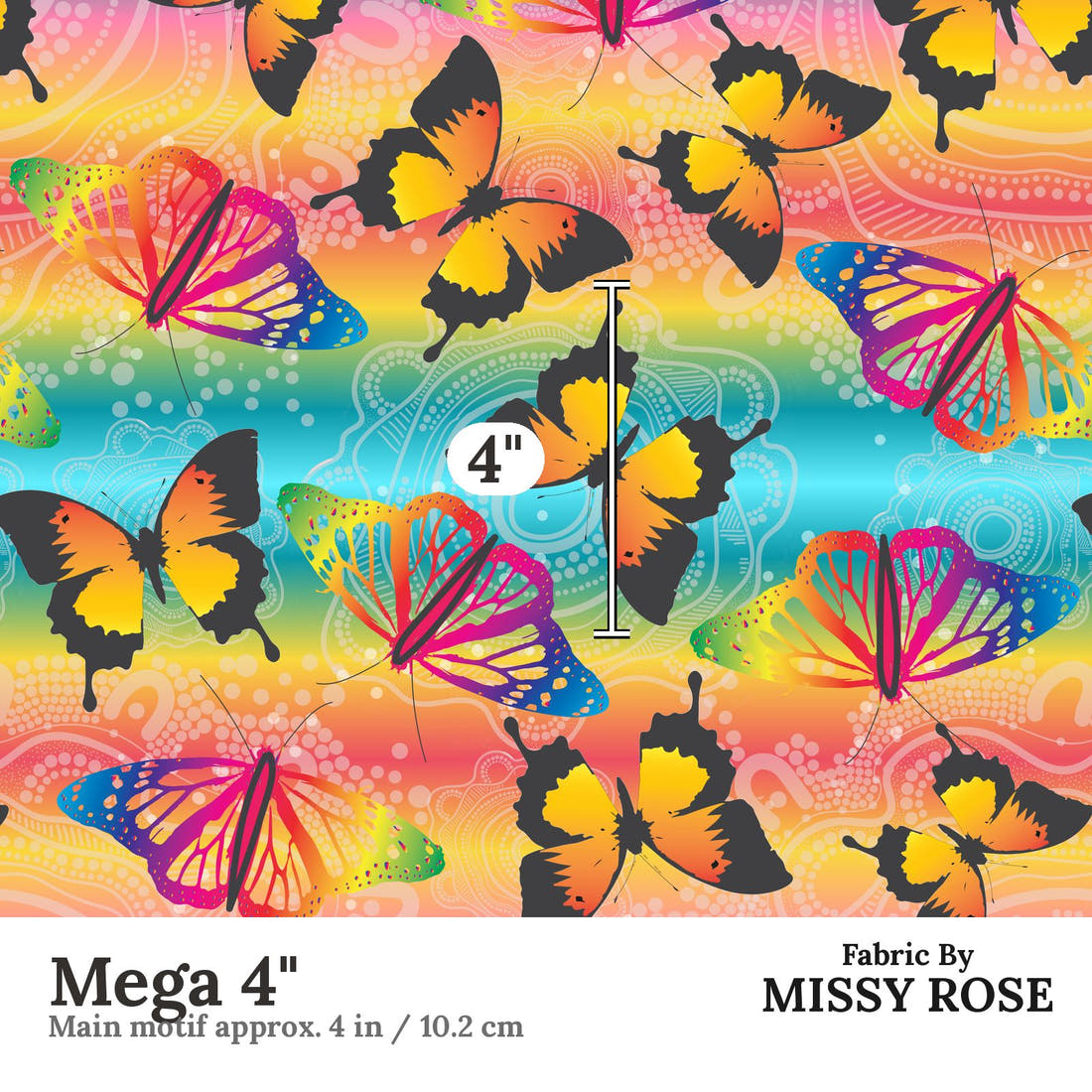 Design 298 Butterfly Dreaming Fabric Mega 4" - print scale | Fabric by Missy Rose