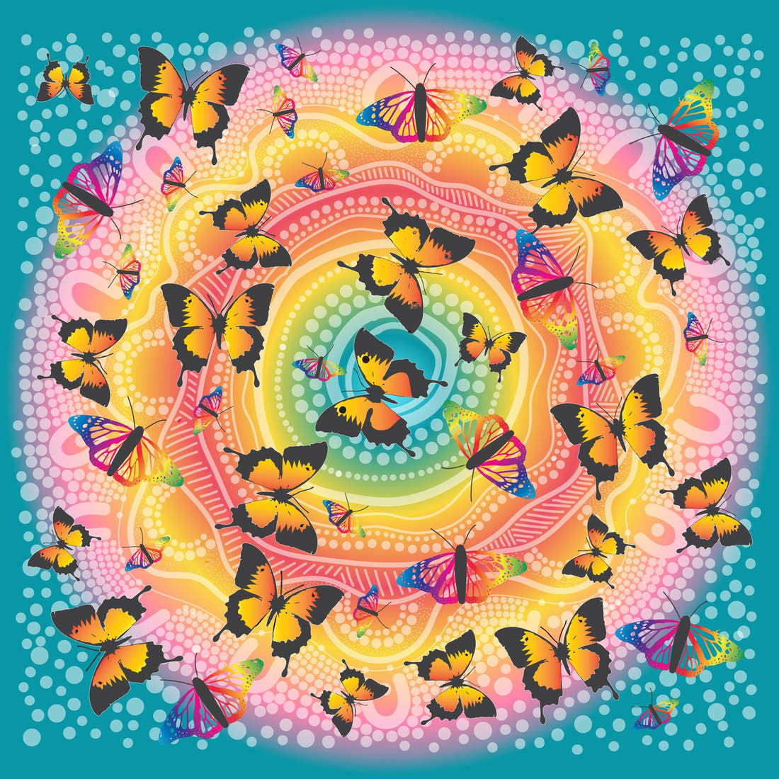 Design 298 Butterfly Dreaming Panel – full artwork close-up of the printed picture | Fabric by Missy Rose