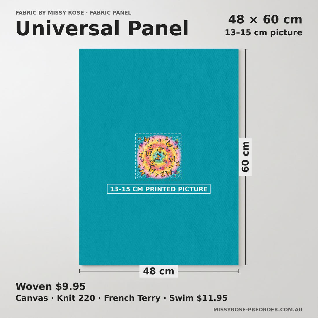 Design 298 Butterfly Dreaming Panel universal panel sizing – 13–15 cm printed picture on 48 × 60 cm fabric | Fabric by Missy Rose