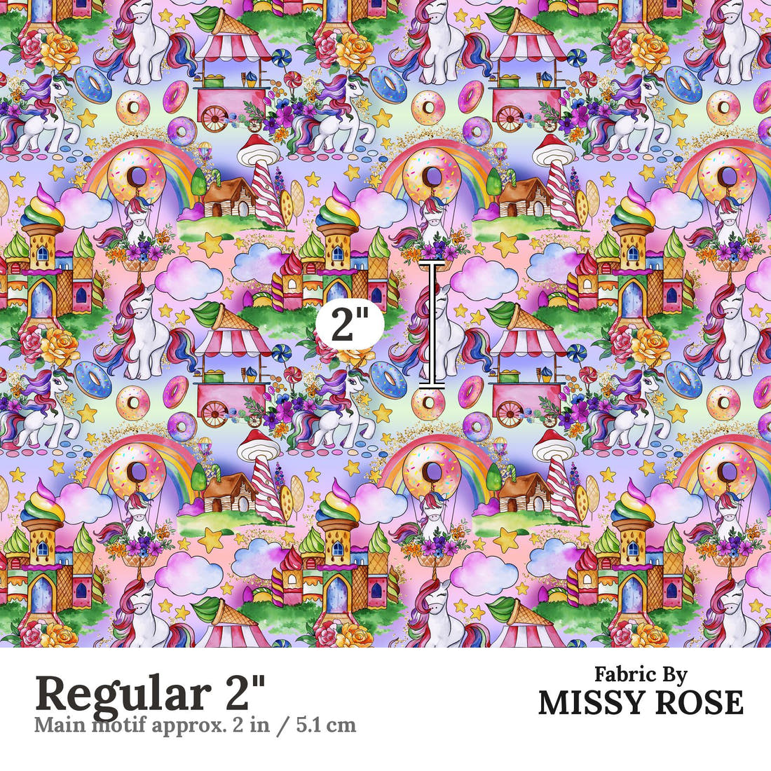 Design 299 Candyland Fabric Regular 2" - print scale | Fabric by Missy Rose