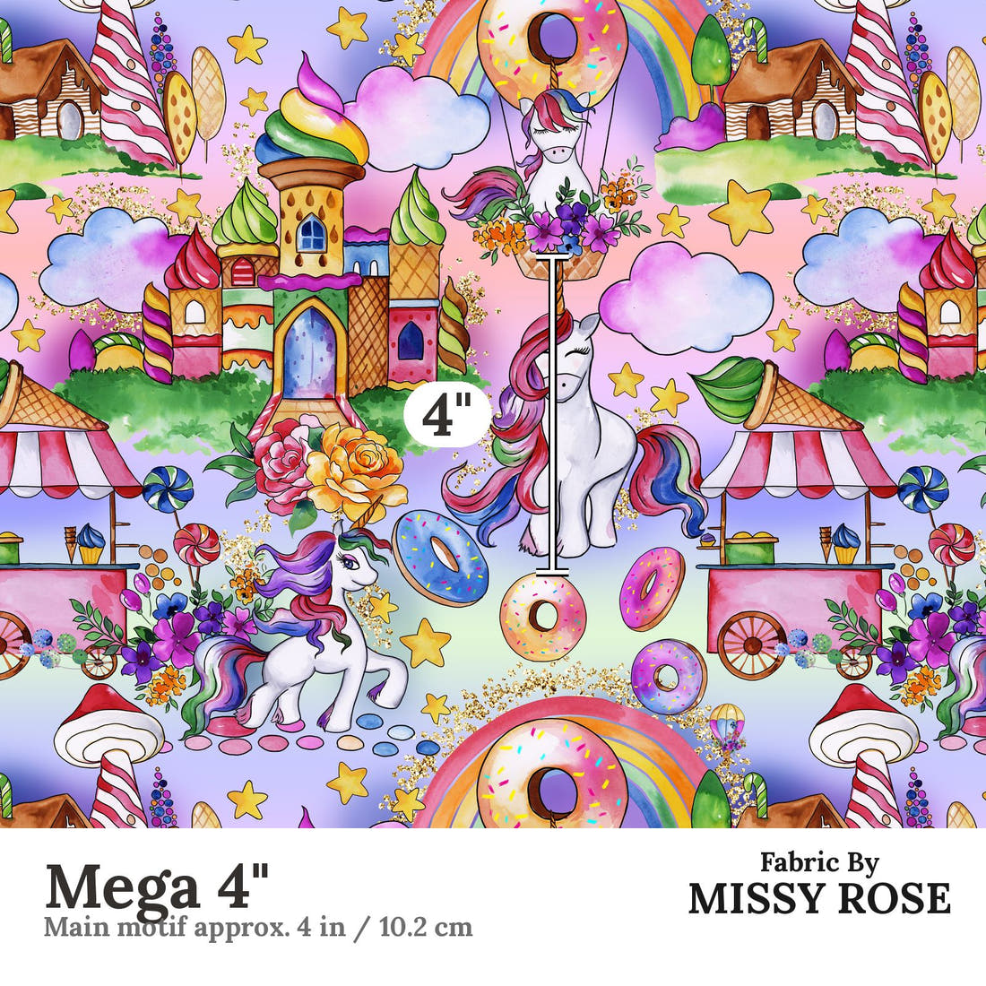 Design 299 Candyland Fabric Mega 4" - print scale | Fabric by Missy Rose