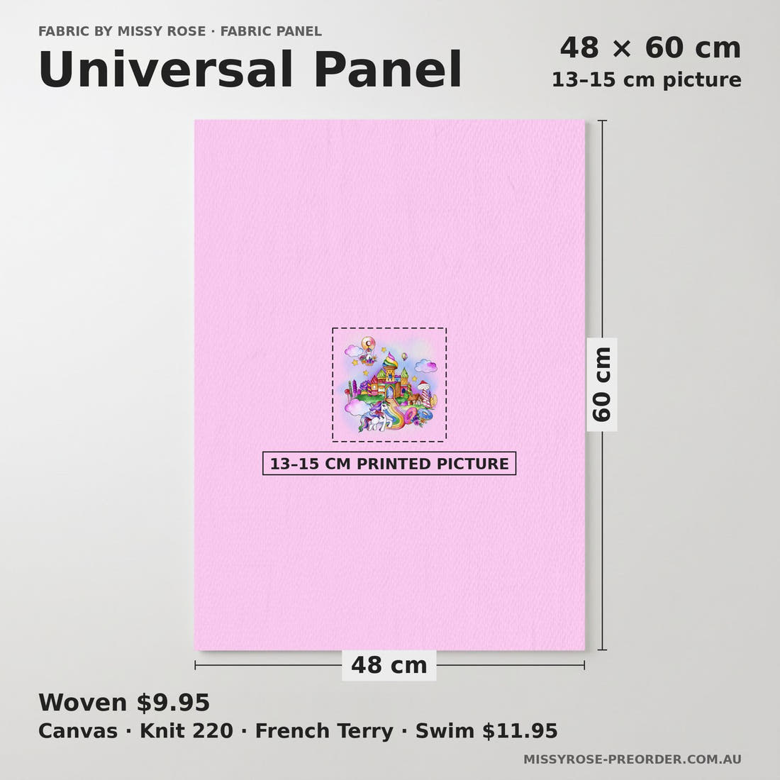 Design 299 Candyland Panel universal panel sizing – 13–15 cm printed picture on 48 × 60 cm fabric | Fabric by Missy Rose