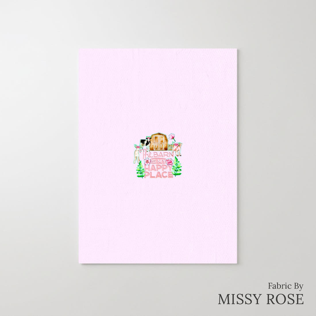 Design 3 Pink Farm Panel – printed fabric panel with centred picture, custom printed to order | Fabric by Missy Rose