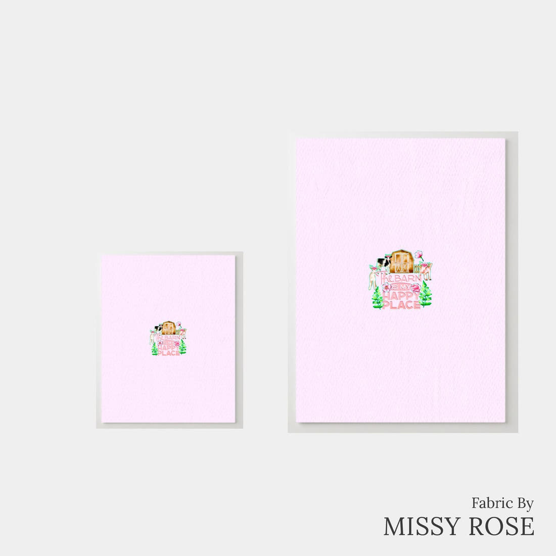 Design 3 Pink Farm Panel – universal and adult panel sizes side by side | Fabric by Missy Rose