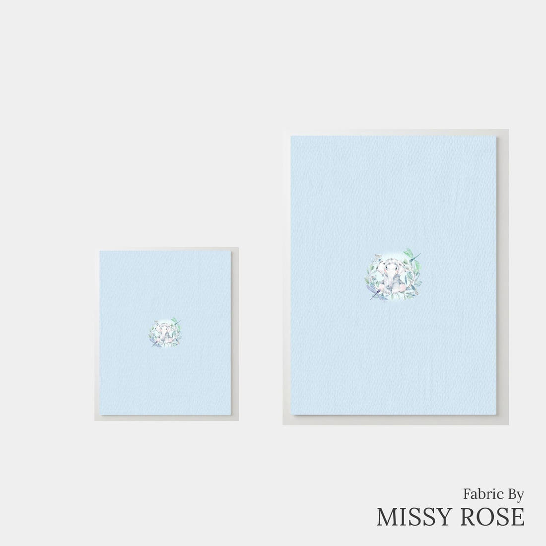 Design 30 Baby Elephant Panel – universal and adult panel sizes side by side | Fabric by Missy Rose