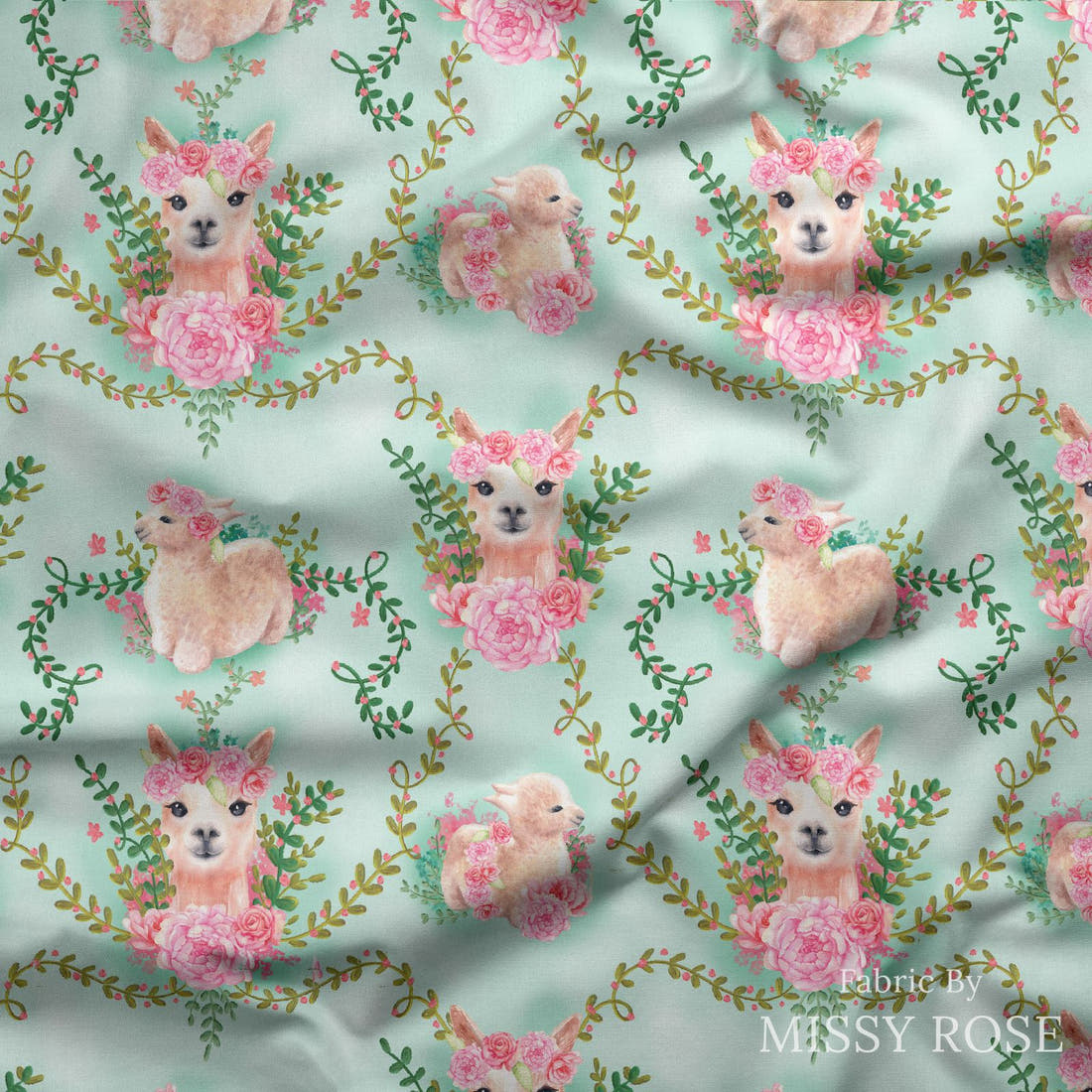 Design 300 Floral Alpaca Fabric draped fabric mockup – custom printed fabric by the metre | Fabric by Missy Rose