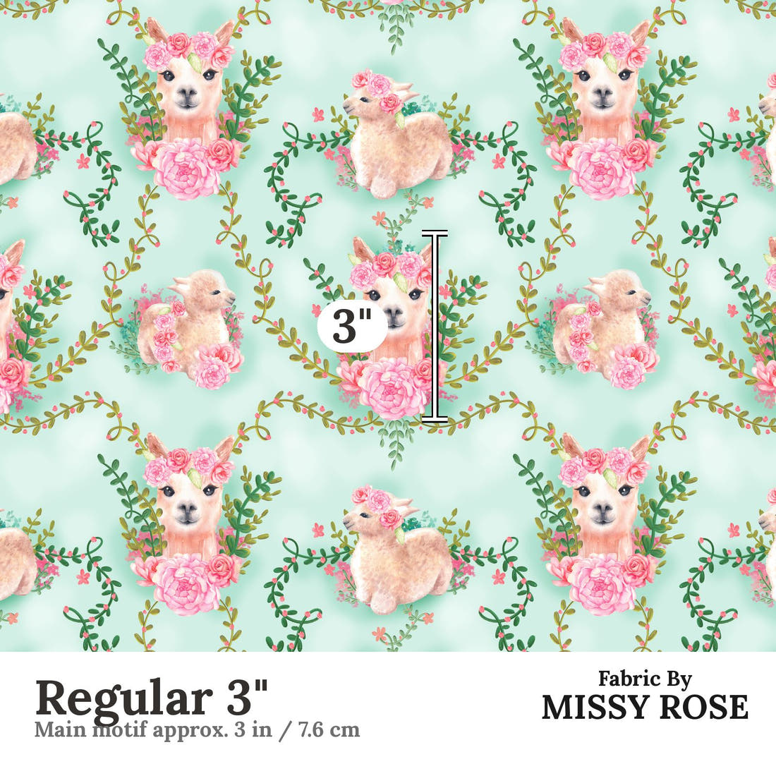 Design 300 Floral Alpaca Fabric Regular 3" - print scale | Fabric by Missy Rose