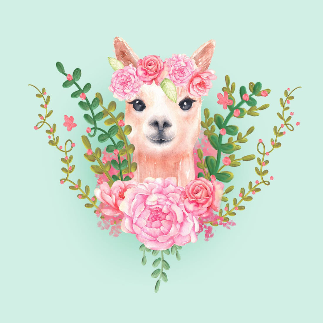 Design 300 Floral Alpaca Panel – full artwork close-up of the printed picture | Fabric by Missy Rose