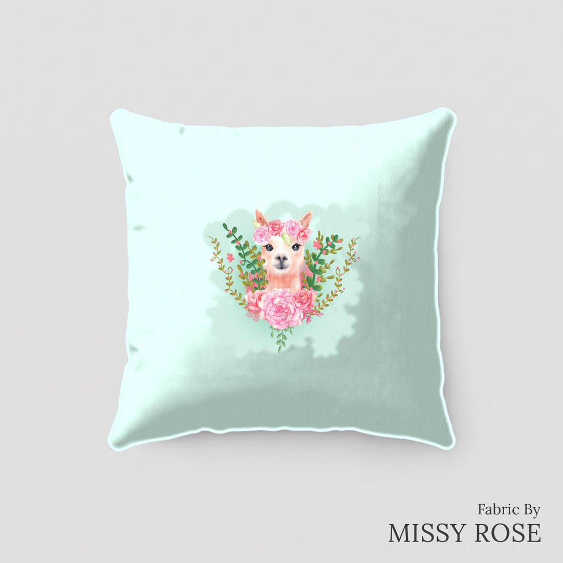 Design 300 Floral Alpaca Panel sewn into a cushion – see how the panel looks made up | Fabric by Missy Rose