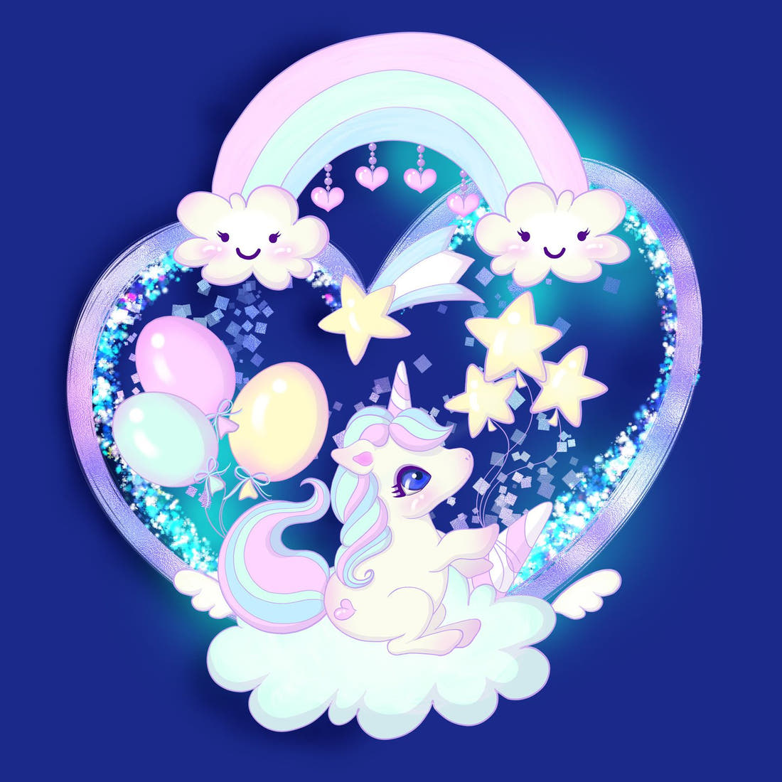 Design 301 Baby Unicorn Panel – full artwork close-up of the printed picture | Fabric by Missy Rose