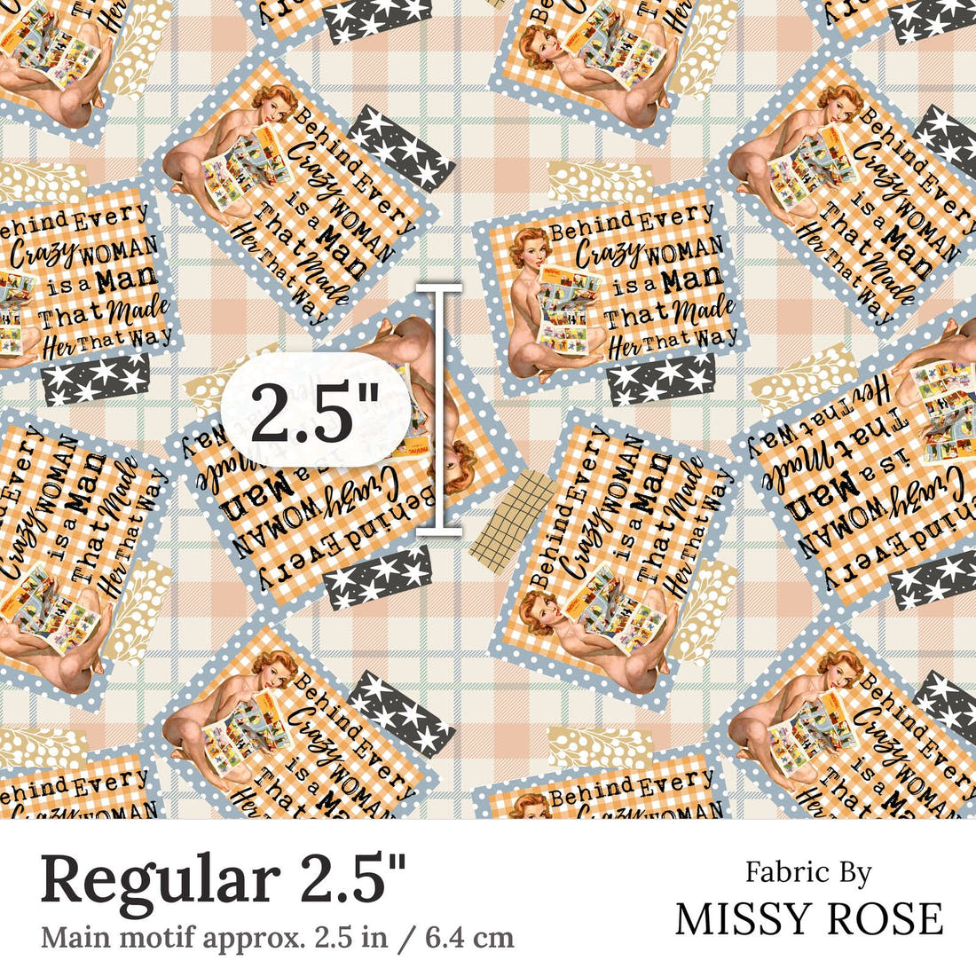 Design 303 Crazy Man Fabric Regular 2.5 inch print scale guide | Fabric by Missy Rose