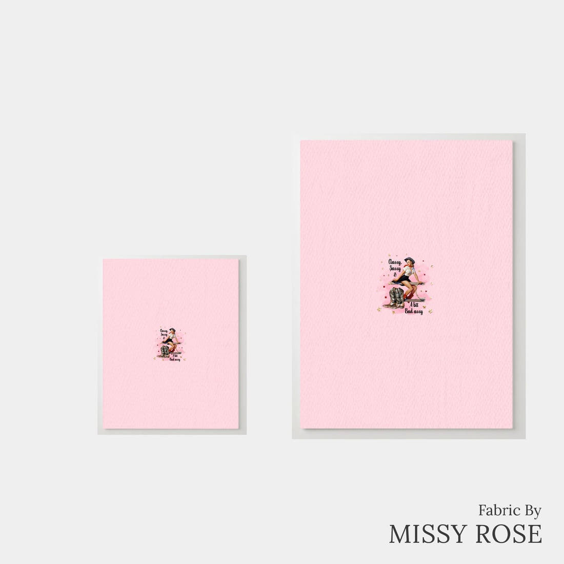 Design 304 Sassy Cowgirl Panel – universal and adult panel sizes side by side | Fabric by Missy Rose