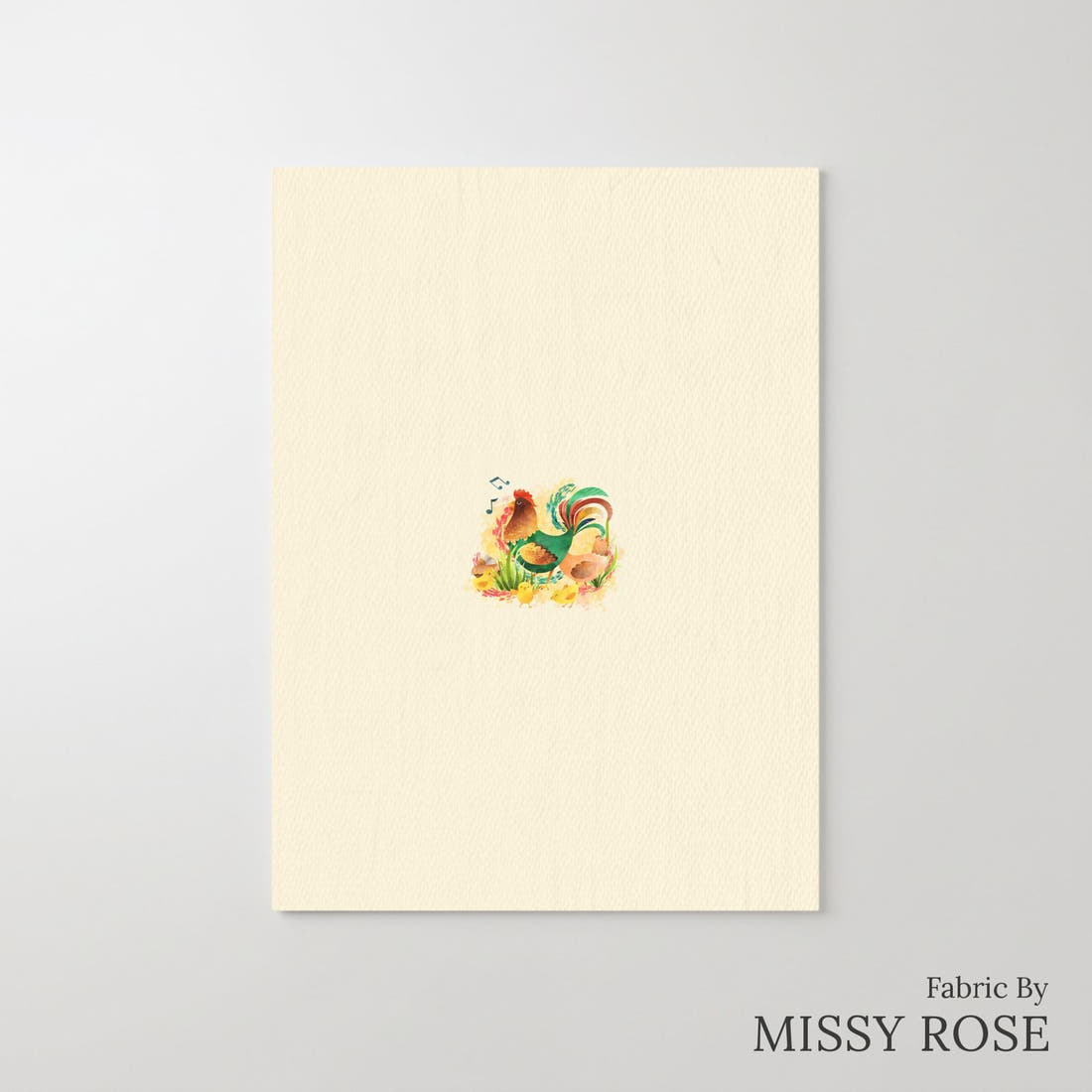 Design 305 Neutral Chicken Panel – printed fabric panel with centred picture, custom printed to order | Fabric by Missy Rose
