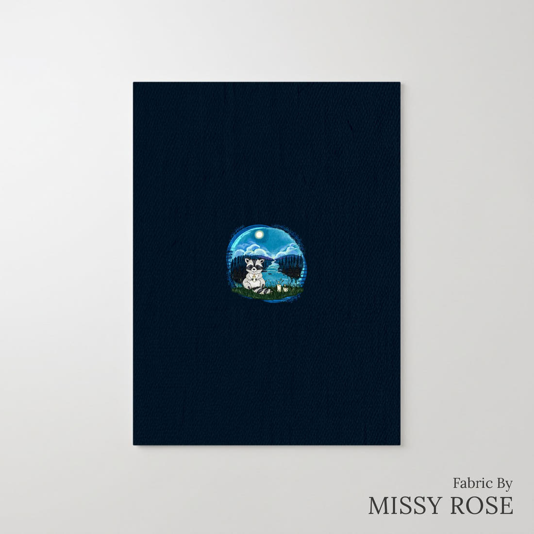 Design 306 Raccoon Panel – printed fabric panel with centred picture, custom printed to order | Fabric by Missy Rose