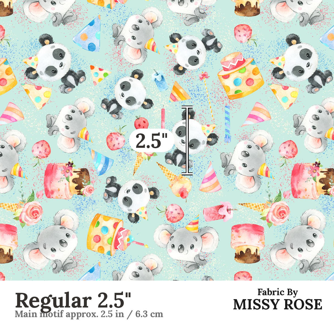 Design 308 Birthday Fabric Regular 2.5" - print scale | Fabric by Missy Rose