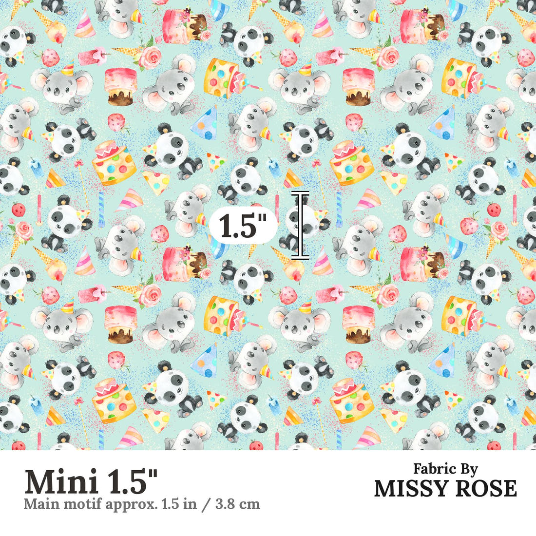 Design 308 Birthday Fabric Mini 1.5" - print scale | Fabric by Missy Rose
