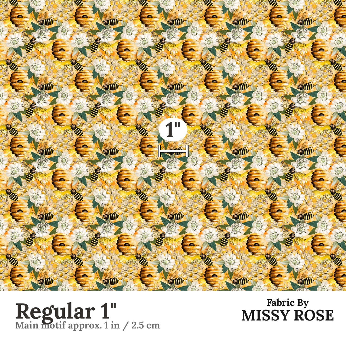 Design 31 Bee Hive Fabric Regular 1" - print scale | Fabric by Missy Rose
