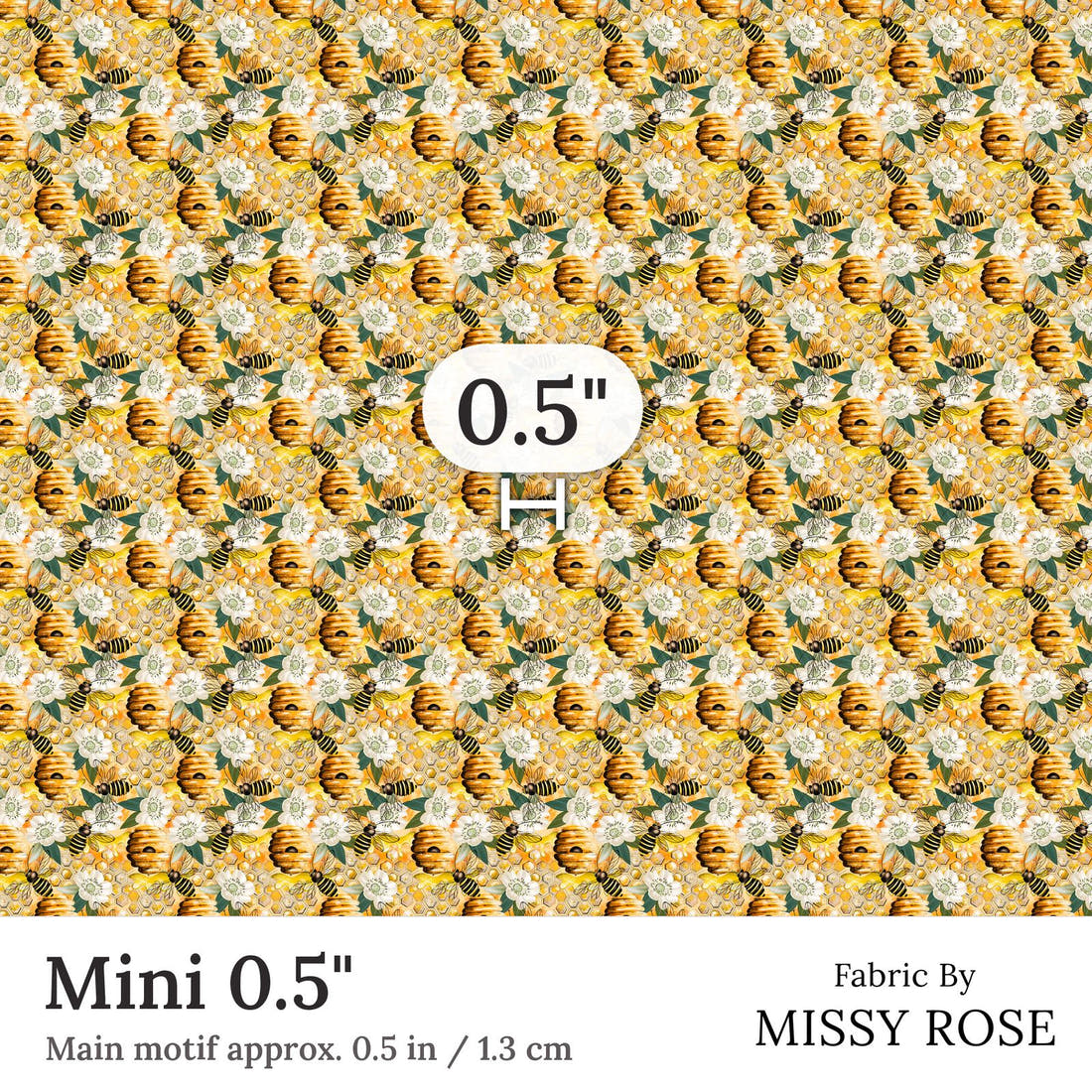 Design 31 Bee Hive Fabric Mini 0.5 inch print scale guide | Fabric by Missy Rose