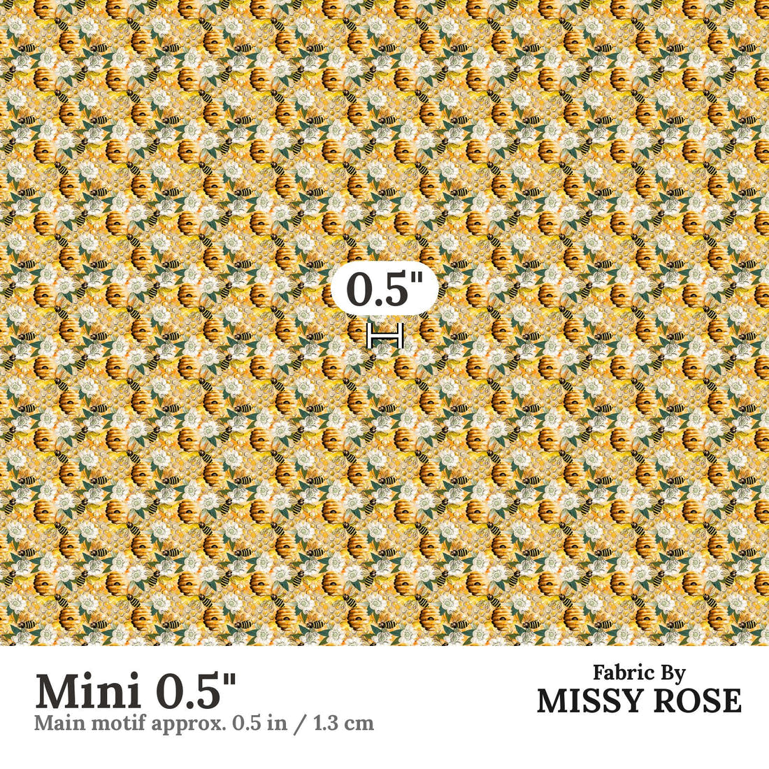 Design 31 Bee Hive Fabric Mini 0.5" - print scale | Fabric by Missy Rose