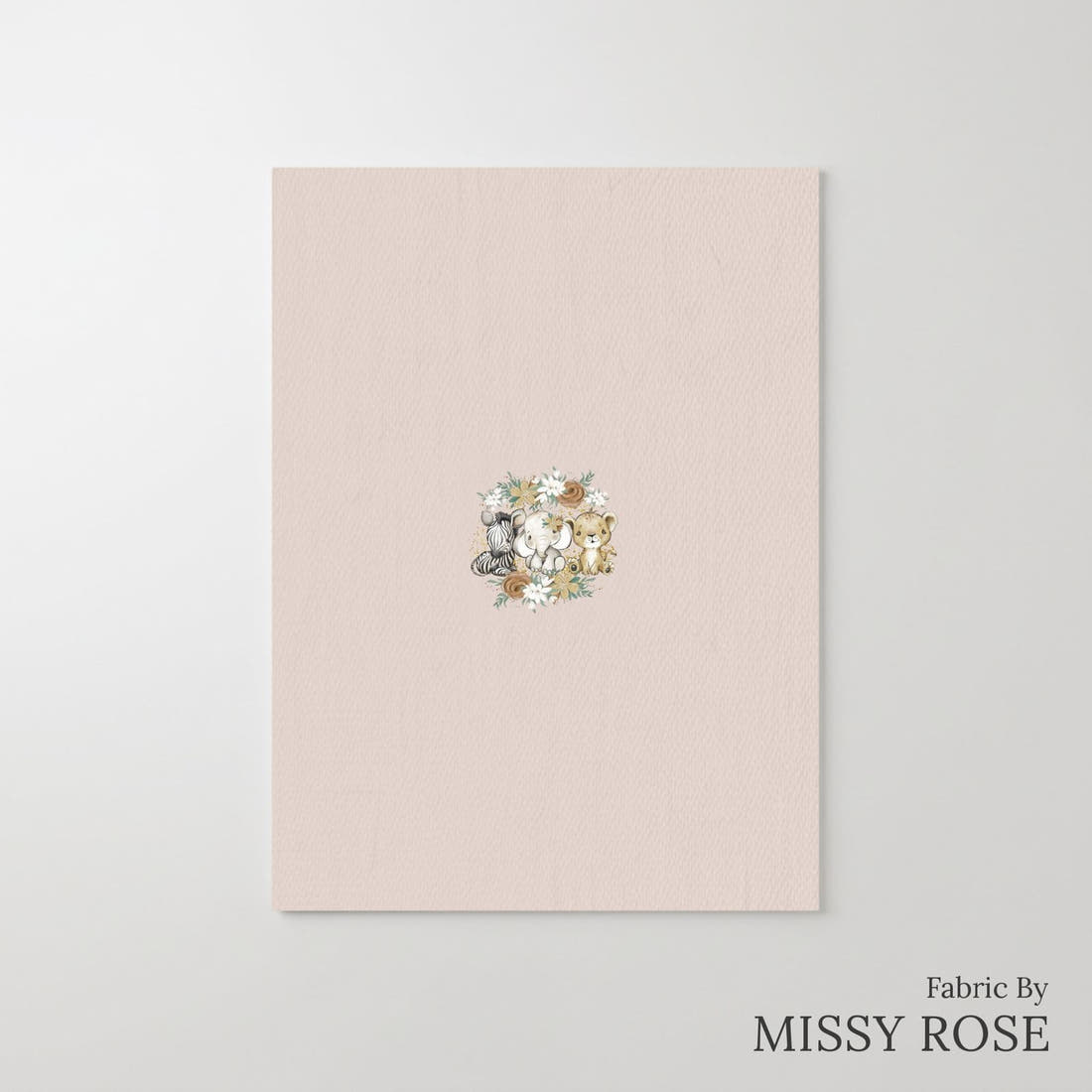 Design 310 Neutral Safari Babies Panel – printed fabric panel with centred picture, custom printed to order | Fabric by Missy Rose