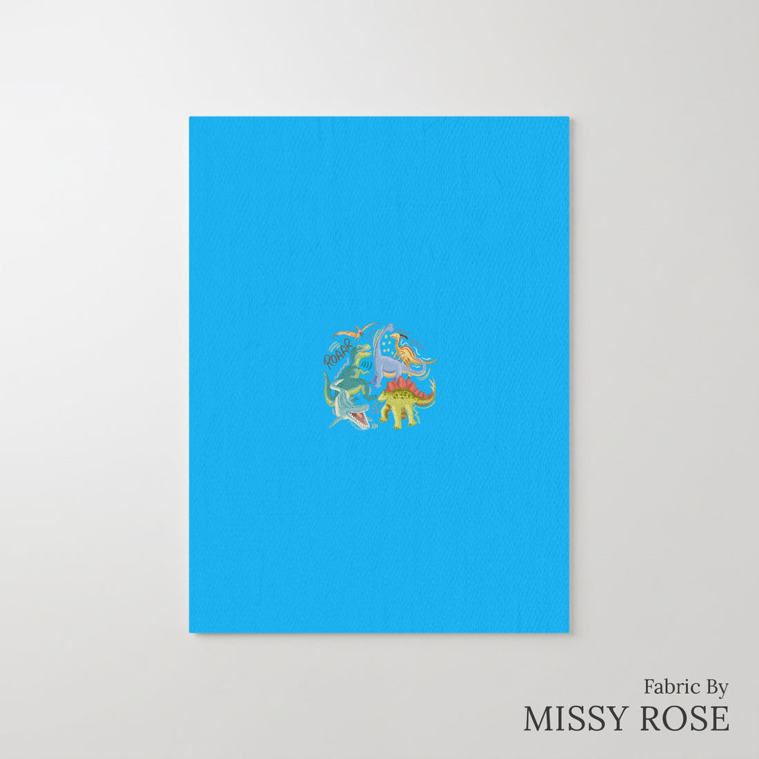 Design 311 Blue Dinosaur Panel – printed fabric panel with centred picture, custom printed to order | Fabric by Missy Rose