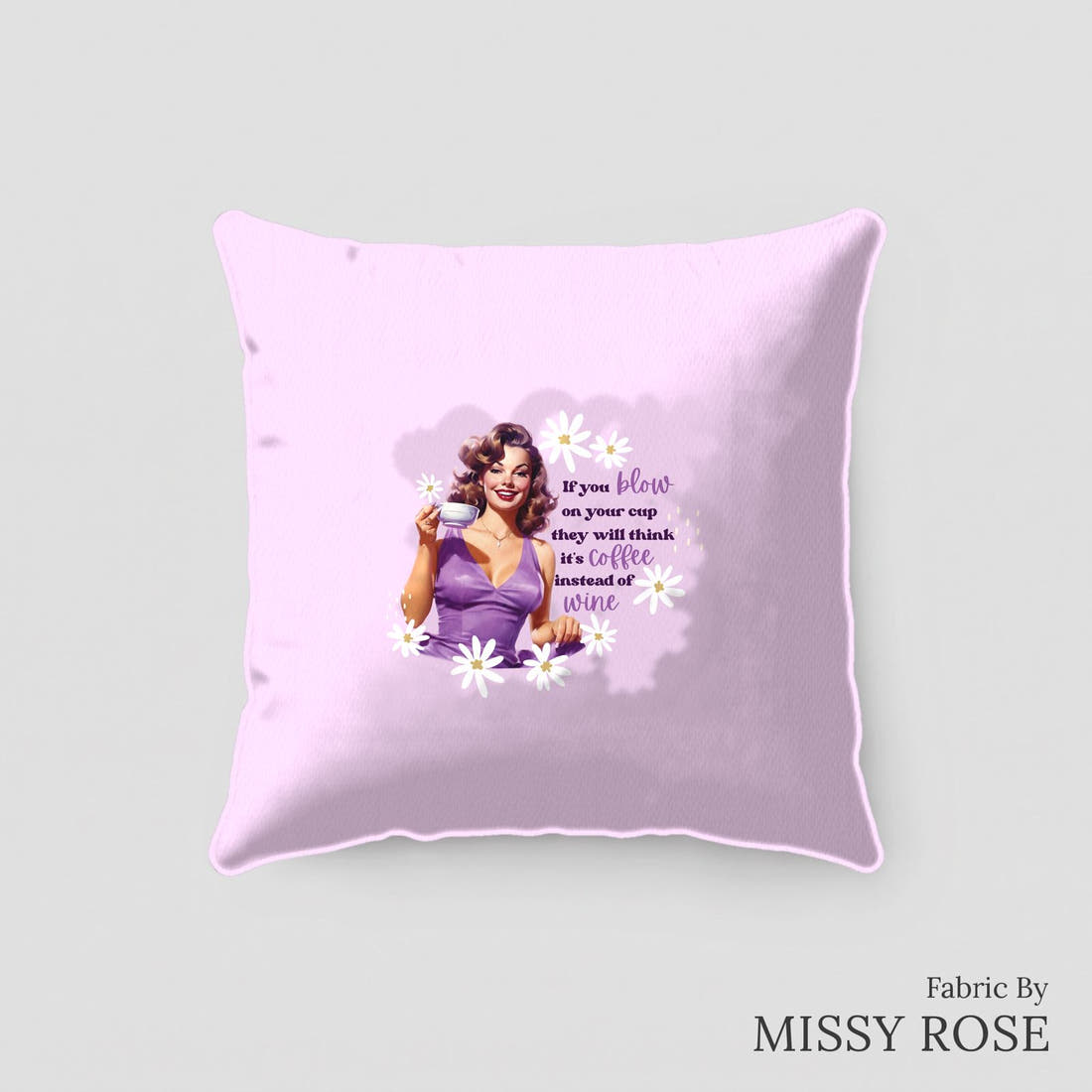 Design 314 Purple Retro Panel sewn into a cushion – see how the panel looks made up | Fabric by Missy Rose