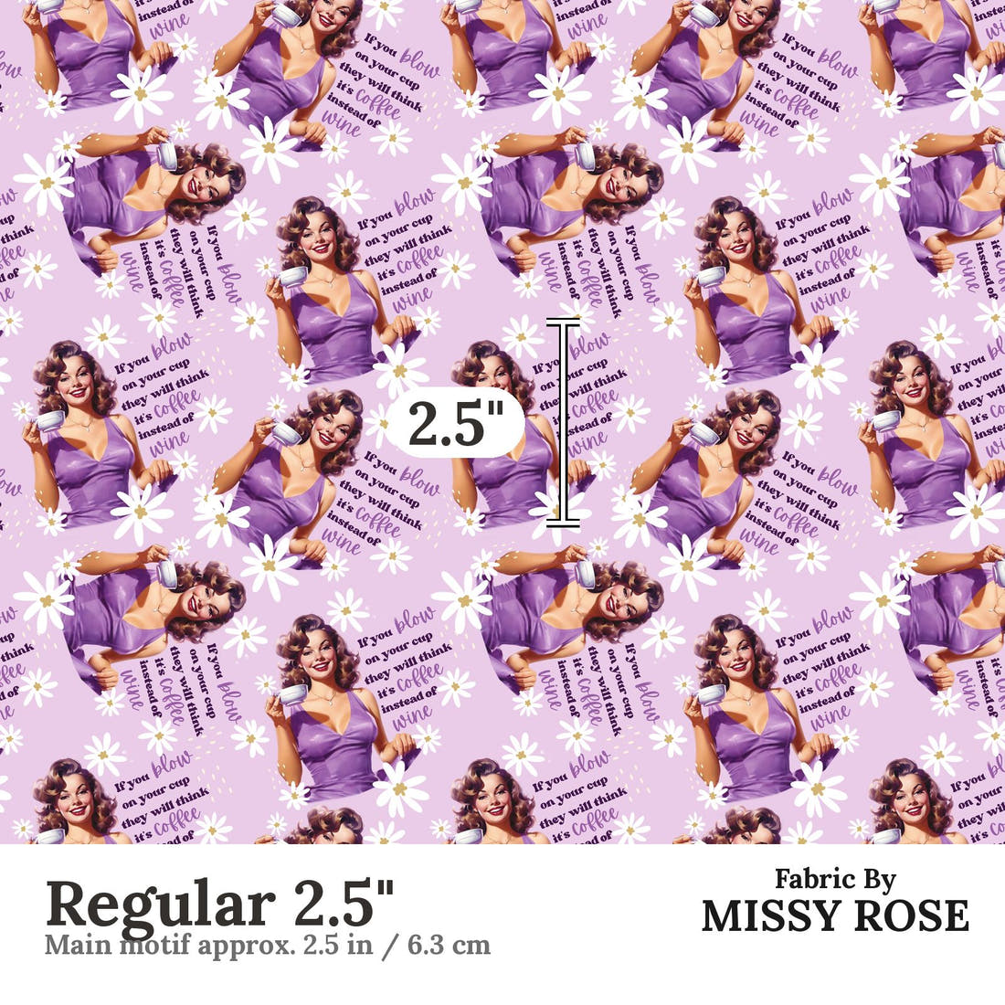 Design 314 Purple Retro Fabric Regular 2.5" - print scale | Fabric by Missy Rose