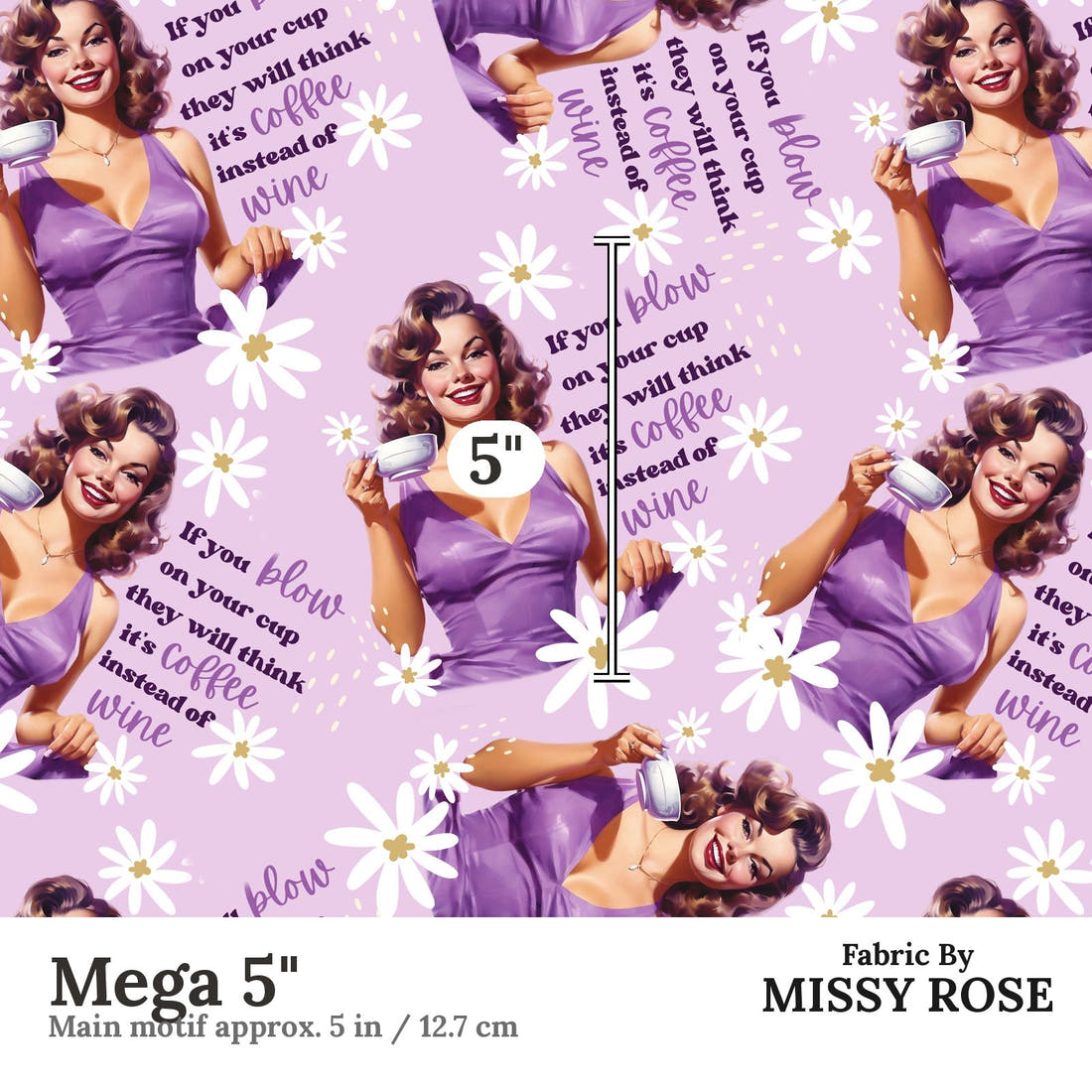 Design 314 Purple Retro Fabric Mega 5" - print scale | Fabric by Missy Rose