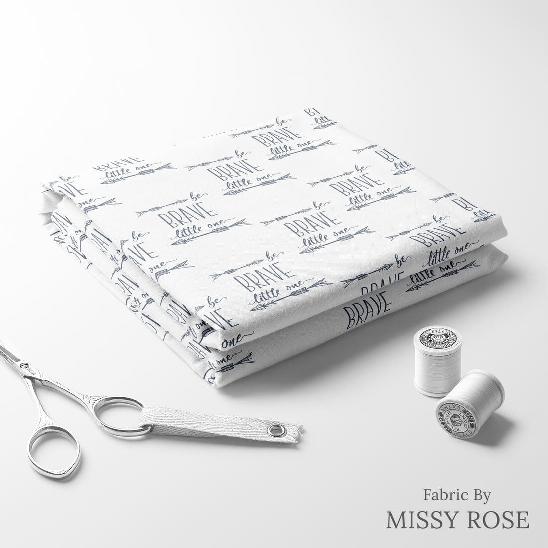 Design 315 Be Brave Fabric folded fabric stack with matching thread – pre-order fabric Australia | Fabric by Missy Rose