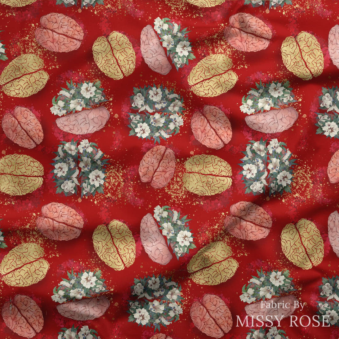 Design 316 Brain Fabric draped fabric mockup – custom printed fabric by the metre | Fabric by Missy Rose