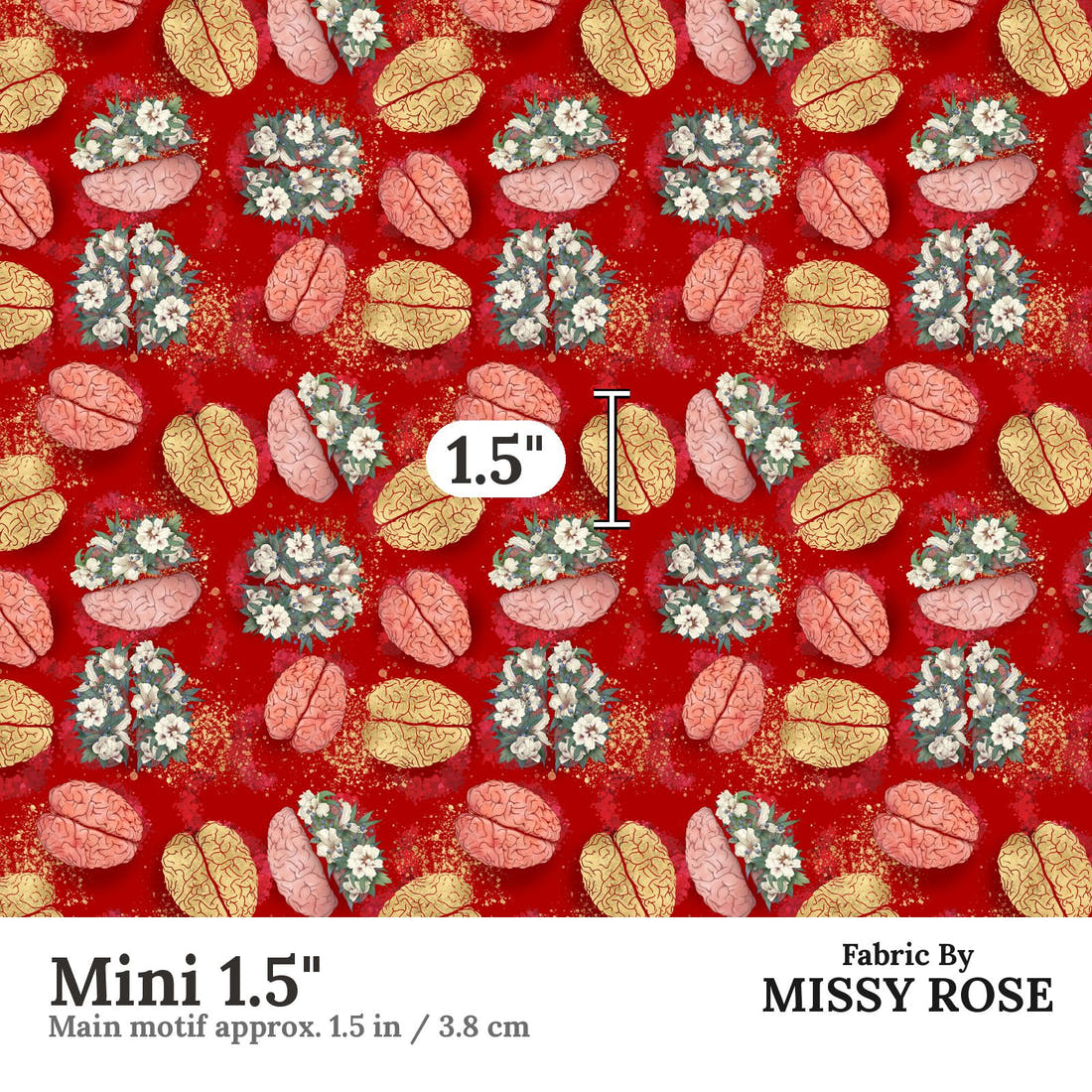 Design 316 Brain Fabric Mini 1.5" - print scale | Fabric by Missy Rose