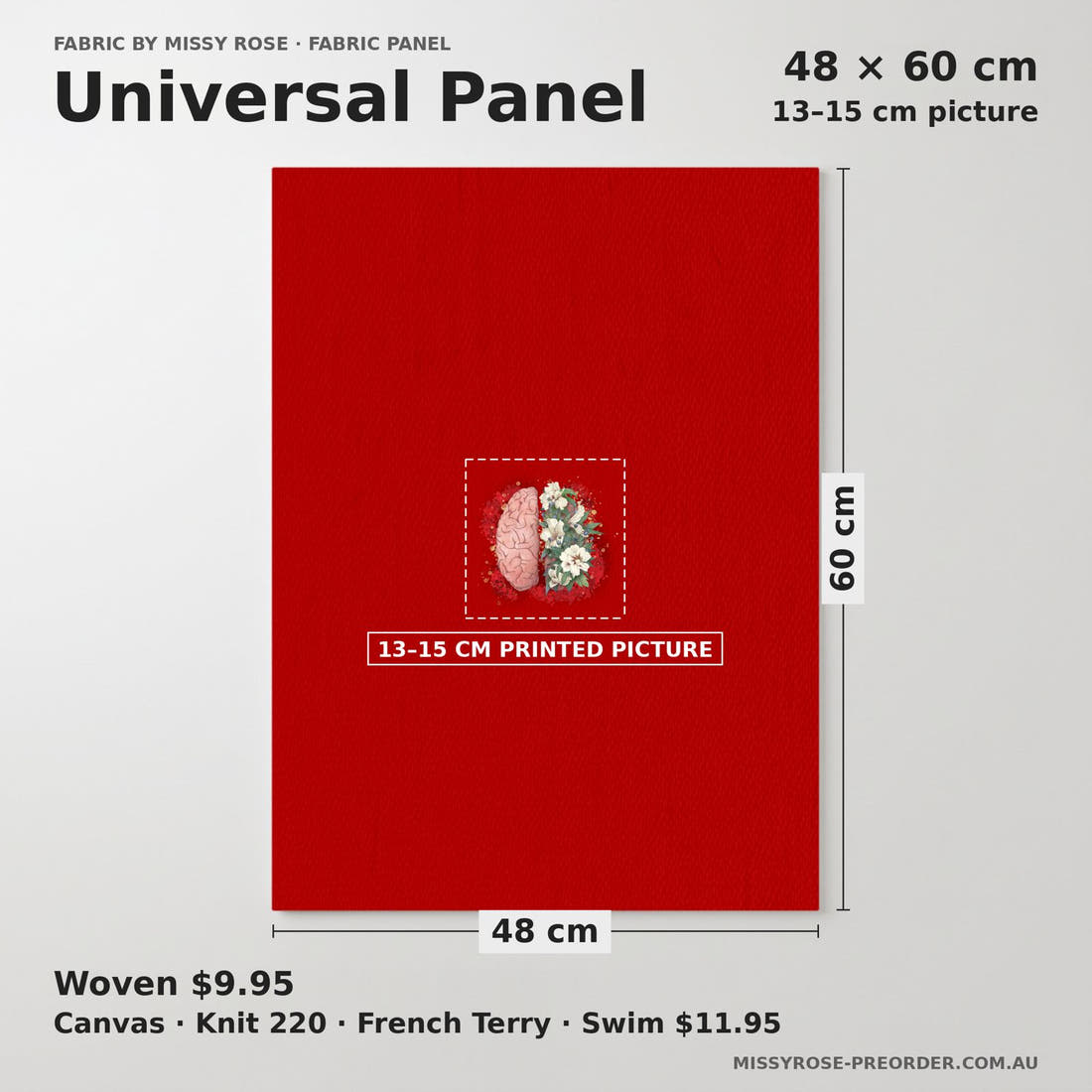 Design 316 Brain Panel universal panel sizing – 13–15 cm printed picture on 48 × 60 cm fabric | Fabric by Missy Rose