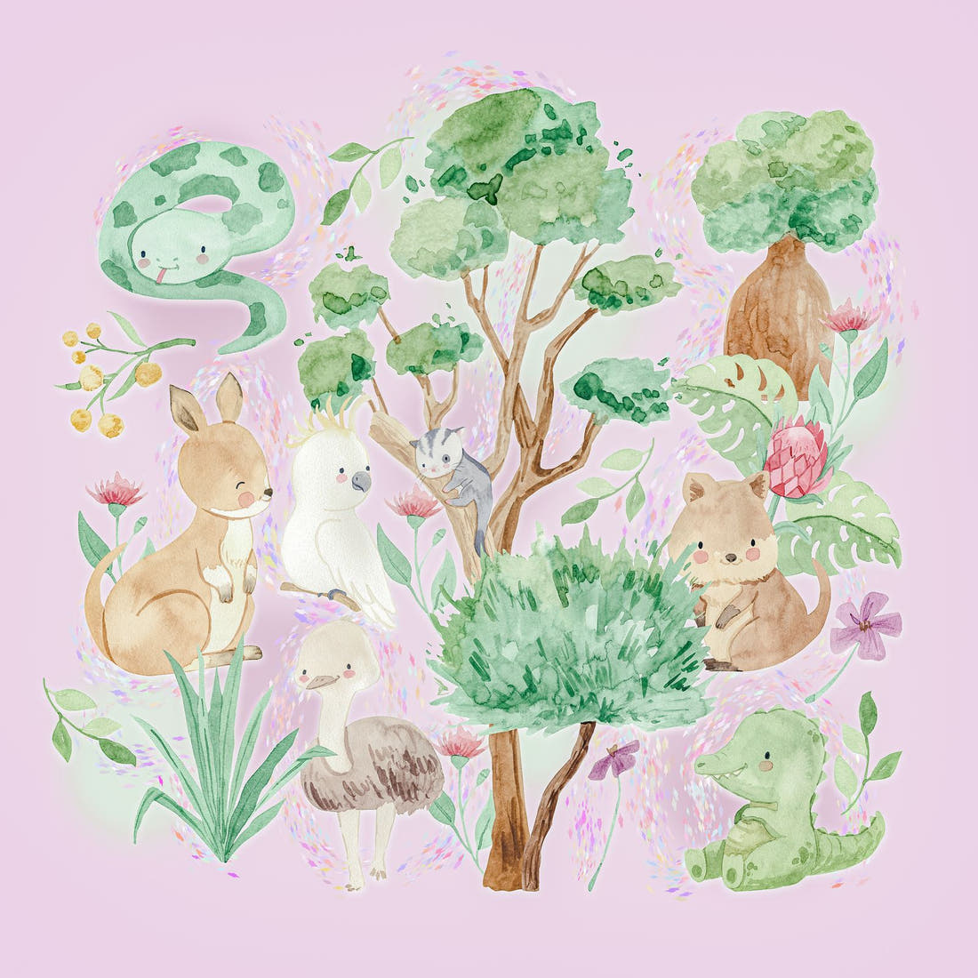 Design 318 Aussie Animals Panel – full artwork close-up of the printed picture | Fabric by Missy Rose