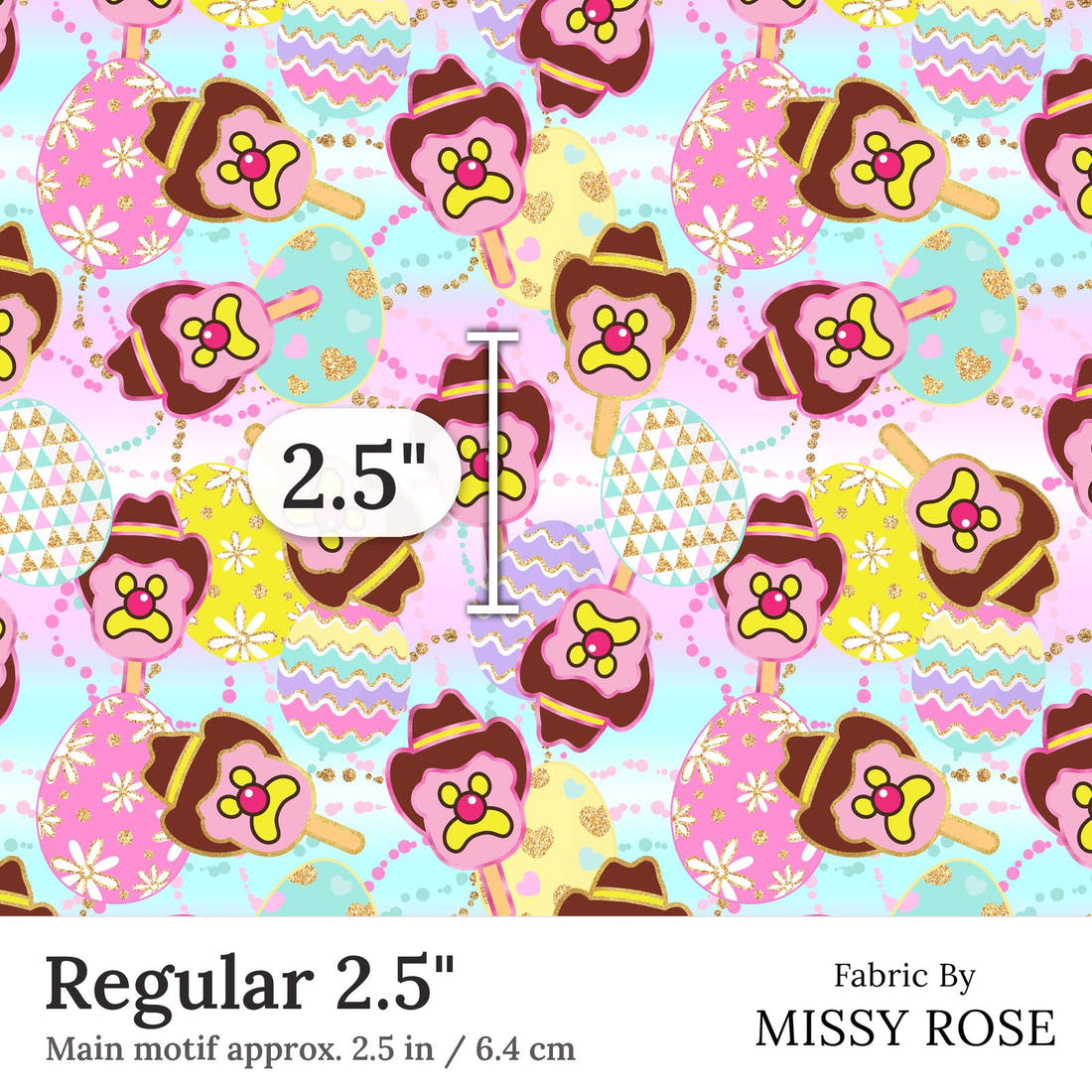 Design 319 Easter Ice Cream Fabric Regular 2.5 inch print scale guide | Fabric by Missy Rose