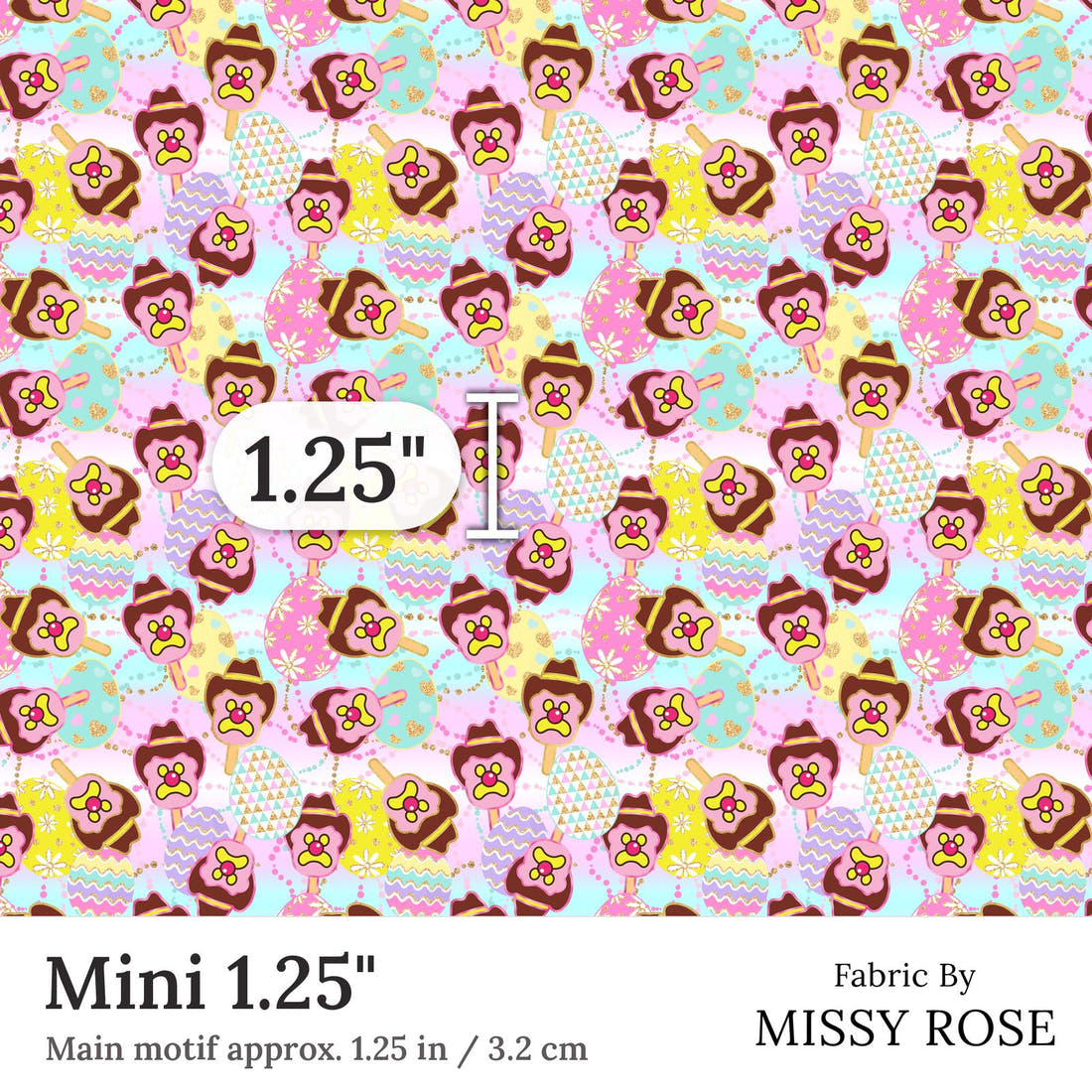 Design 319 Easter Ice Cream Fabric Mini 1.25 inch print scale guide | Fabric by Missy Rose