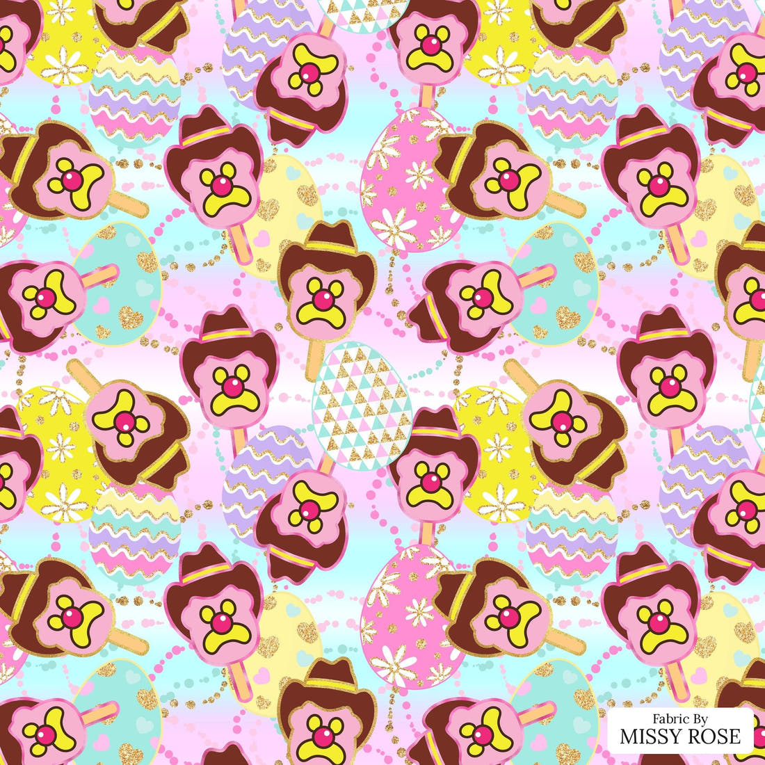 Design 319 Easter Ice Cream Fabric - flat view of the print, zoom in for detail | Fabric by Missy Rose