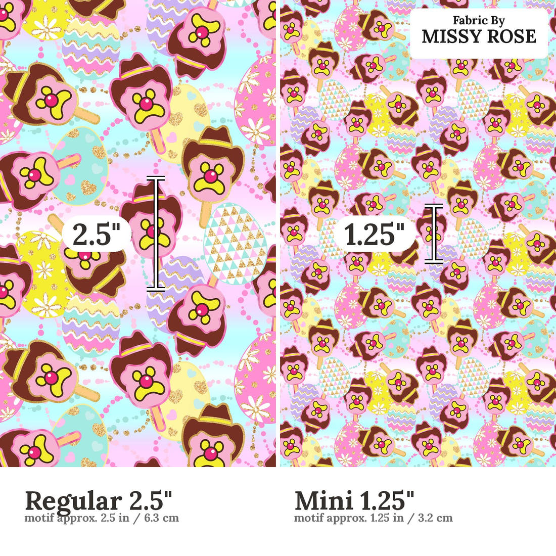 Design 319 Easter Ice Cream Fabric size comparison - print scale | Fabric by Missy Rose